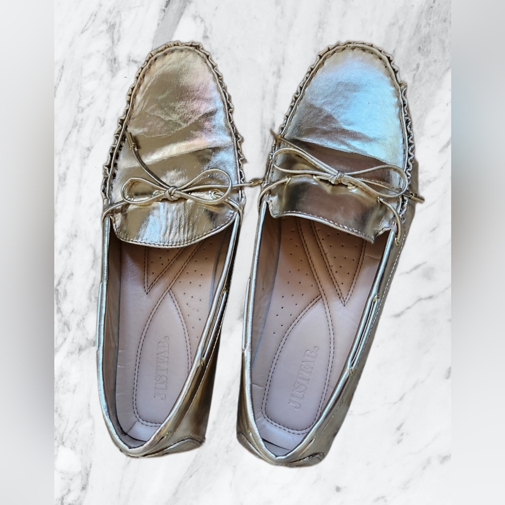 JustFab Gold loafers